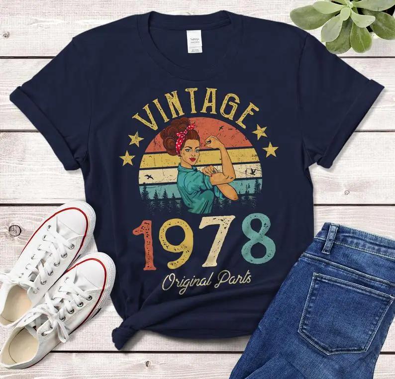 1978 Vintage 43rd birthday fashion letters casual short-sleeved top T-shirt 100% cotton O-neck Ladies T-shirt Harajuku