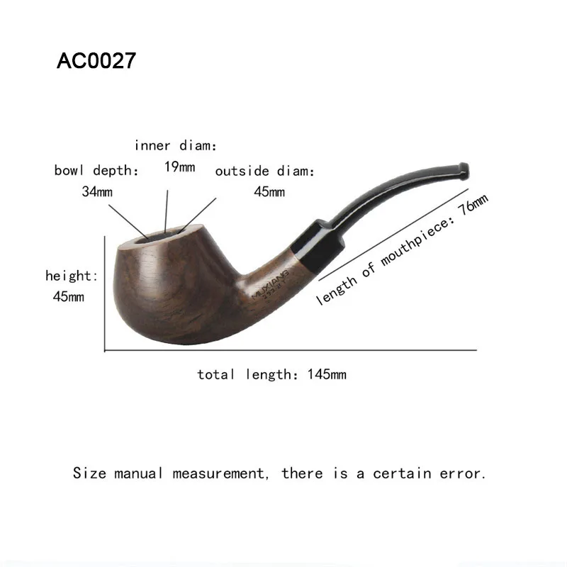 RU-Hot Sale Ebony Wooden Smoking Pipe With 9mm Activated Carbon Filter Cigar Pipes Accessories For Boyfriend Father Gift ac00M