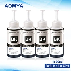 Aomya-tinta de tinte negra, tinta Compatible con Epson L355, L350, L365, L366, L550, L555, L566, L800, L801, L805, L110, L120, L210, 4x70ml