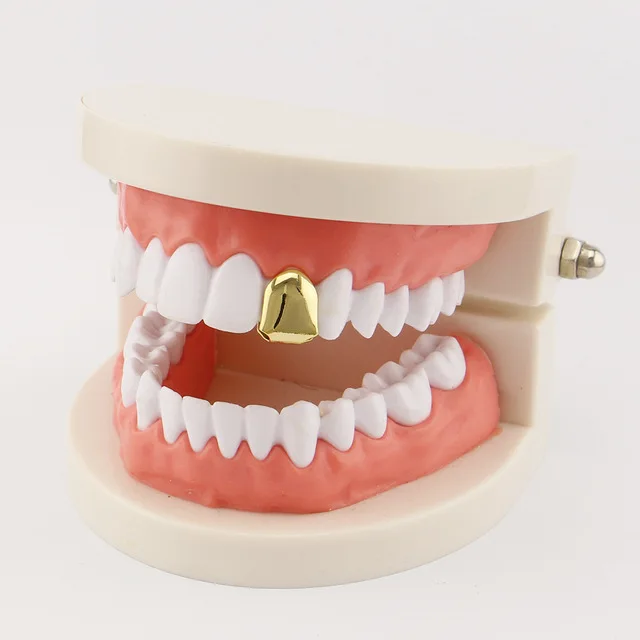 

visor dental Gold Teeth Grillz Top Grills Dental Mouth Punk Teeth Caps Cosplay Party Tooth Rapper Jewelry Gift Plated Single