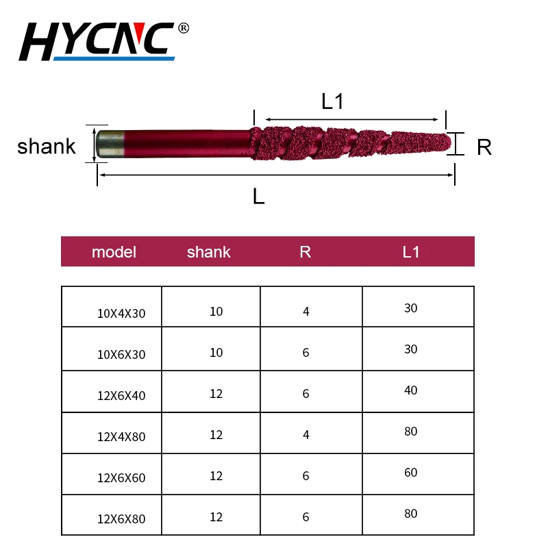 Stone Sintered Diamond Milling Cutter Drill Bit Tapered Ball Head Flat Bottom Cnc Router Carving Granite Marble Carving Knife