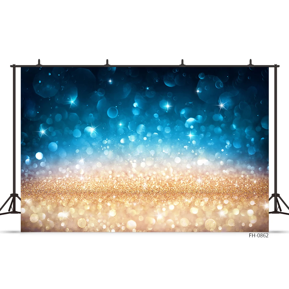Arrière-plan de thème bleu à pois pour photographie, décor de rêve pour fête d'anniversaire, mariage, bébé, photographie Bokeh