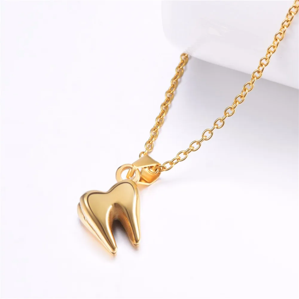 Collare Human Tooth Pendant Men Medical 316L Stainless Steel Dentist Jewelry Hippie Gold Color Doctor/Nurse Necklaces Women P740