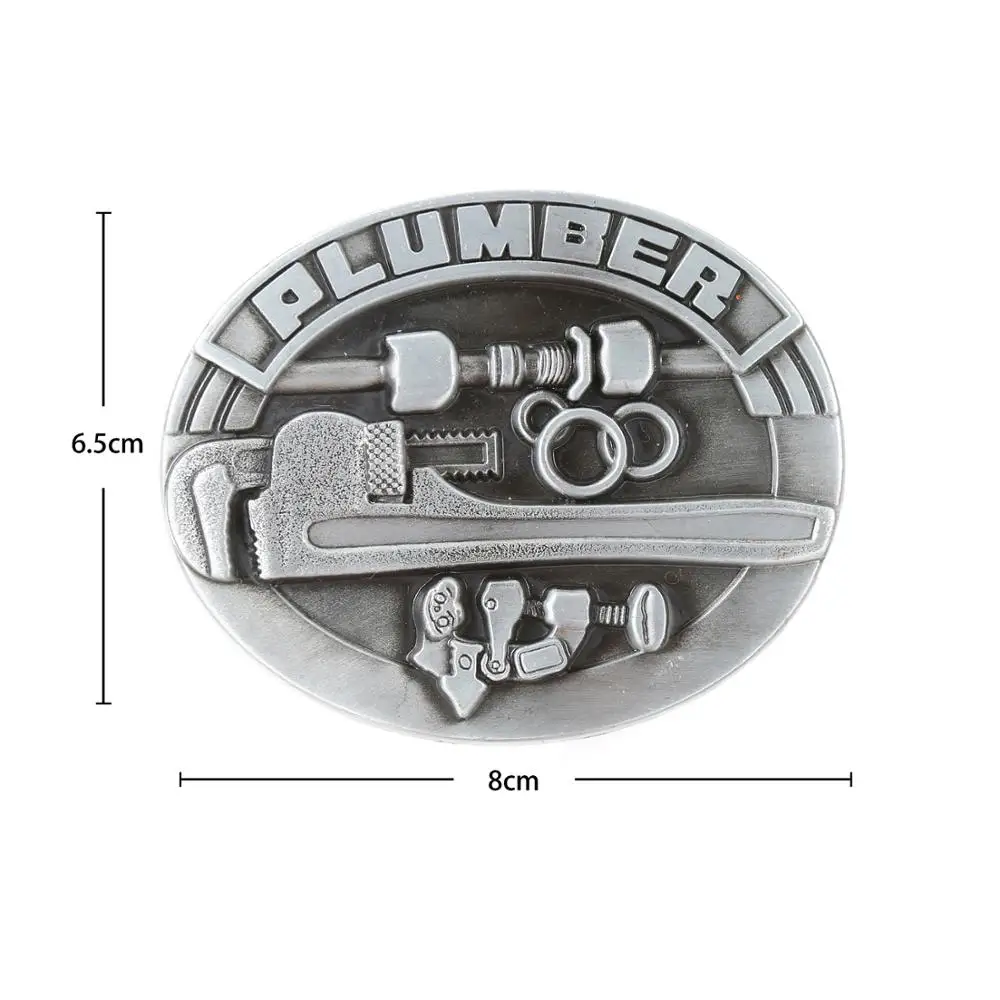 Retro style wrench belt buckle oval metal western cowboy men's jeans with accessories