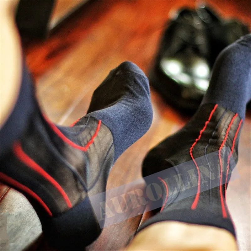 

Men Dress Socks Hot Mature Male Hormone Formal Dressing Mid Calf Sock Leisure Japan Fashion Gay Socks Sheer Stunning Red Limited