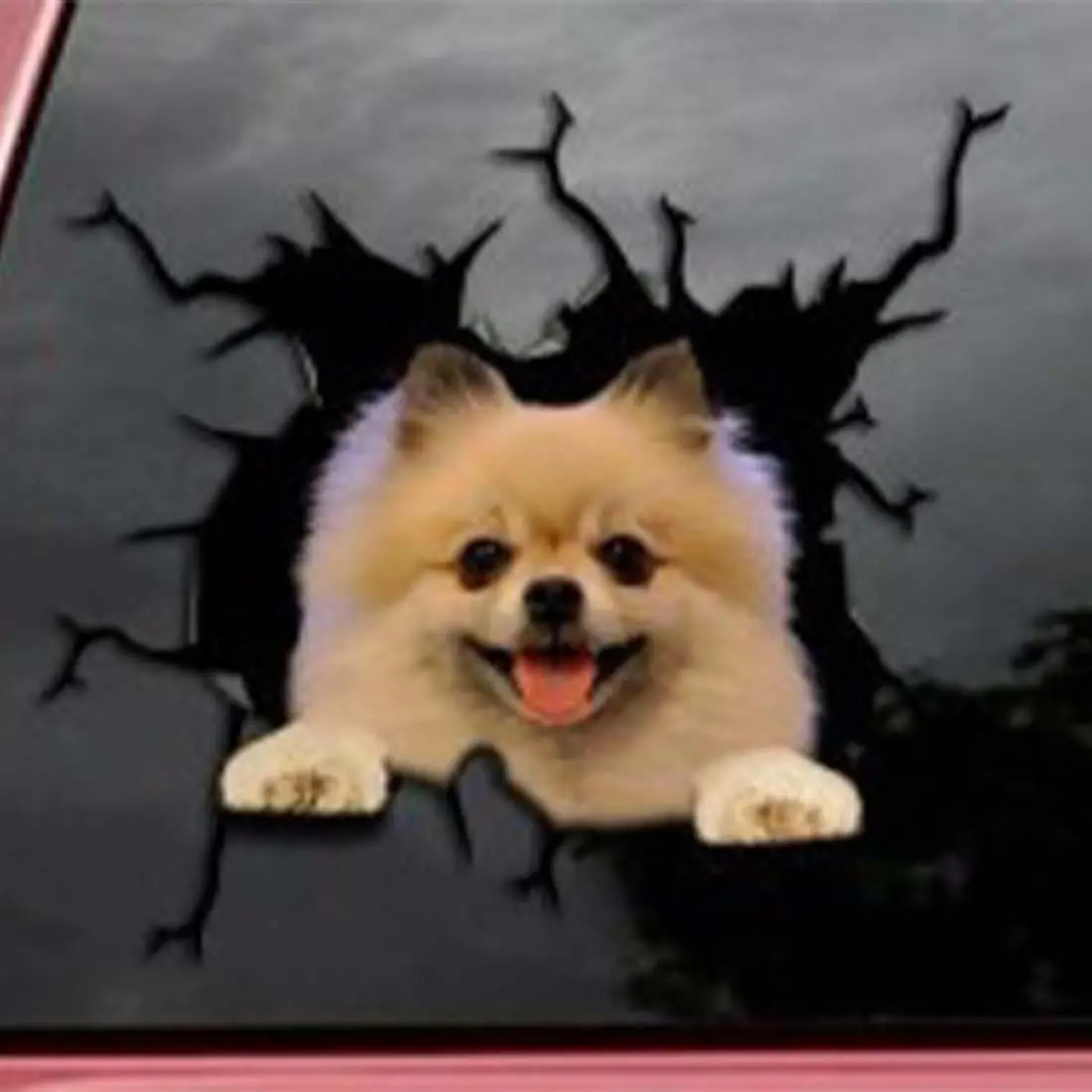 1PC Auto Rear Window Stickers Puppy Broken Window Stickers Electrostatic 3D Simulation French Bulldog Car Stickers