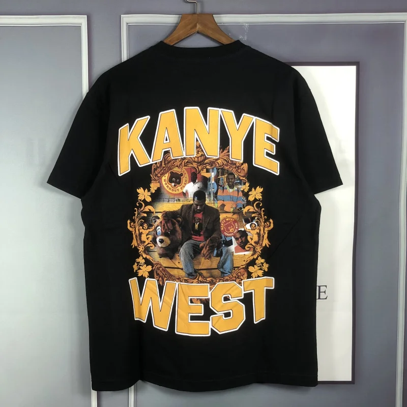 2021SS Kanye West T shirt  College Dropout Music Album Tee Men Women High Quality Pattern Print Washed Tops Hip Hop Short Sleeve