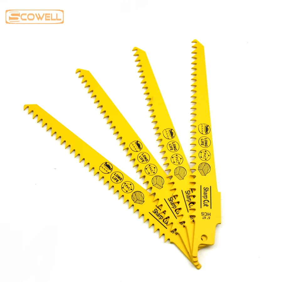 

5 Pack Sabre Saw Blades For Wood And Plastic 6 Inch 6TPI Cutting Jigsaw Carbon Steel Reciprocating Draft DIY Tools Accessories