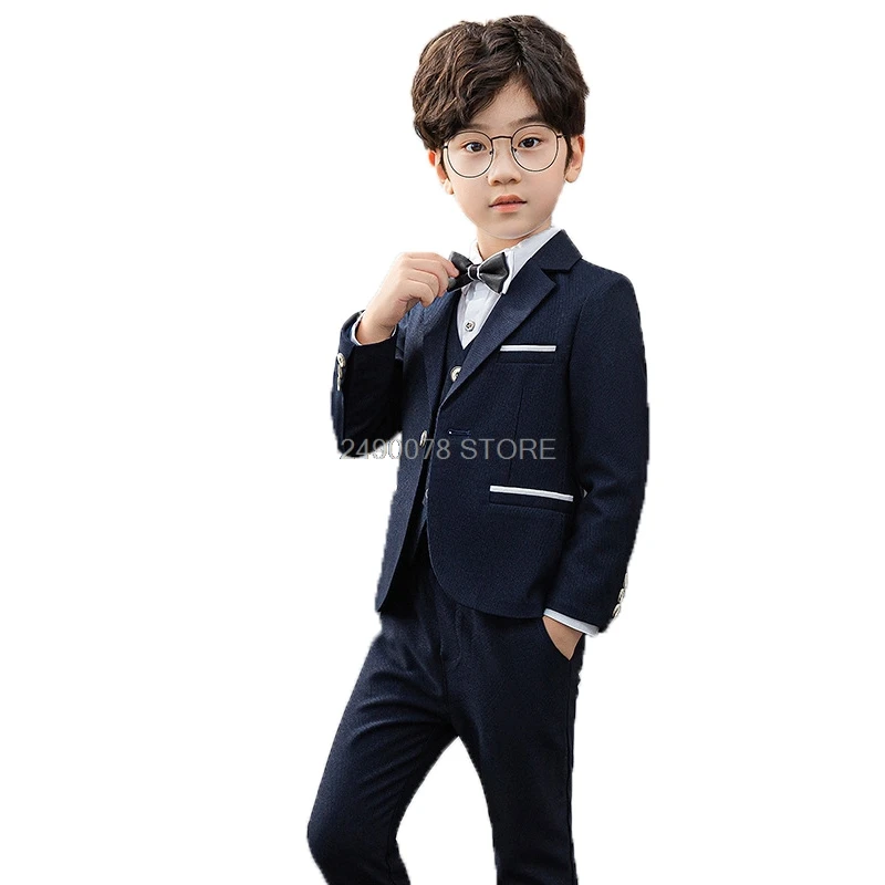 

Flower Boys Formal Jacket+vest Pants 3pcs Wedding Suit Japan Kids baptism Birthday Dress Children Birthday Party Costume 2-12T