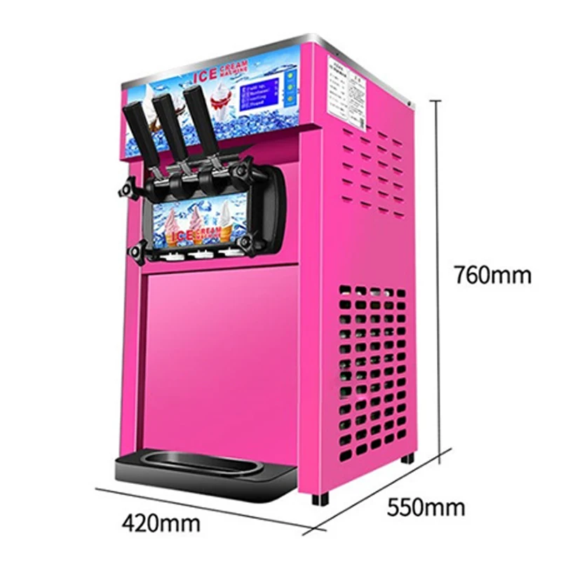 Afbeelding 6: Drie smaken ijsmachine commerciële softijsmachine kleine driekleurige ijsmachine