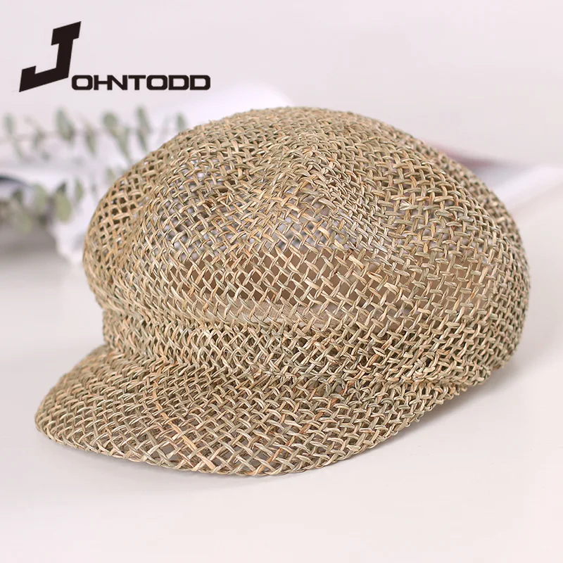 

2021 New Summer Fashion Women Man Berets Hat Breathable Straw Flat Cap Chapeau Outdoor Travel Newsboy Cap Sun Hat Visor Hat