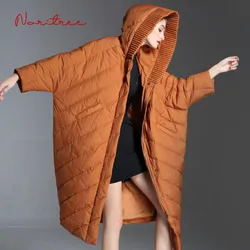 Abrigo de plumón de pato para mujer, parka cálida por encima de la rodilla, estilo murciélago, invierno, S-3XL