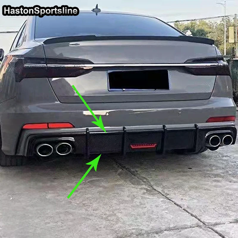 A6 C8 Carbon Fiber Rear Bumper Lip Diffuser Spoiler for Audi S6 S-Line Sedan Sport Bumper 2019-2021 Car Accessories