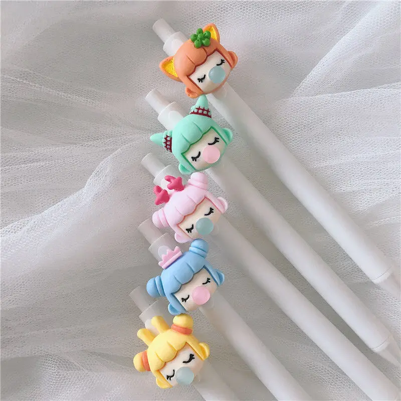 10 pcs lovely doll head Stationery Kawaii Gel Pen School Office Supply Novel Creative Recreation Cute Gel Pen