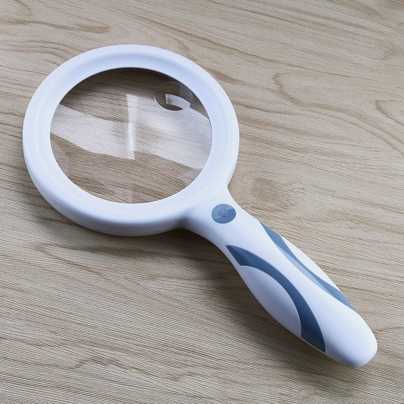 Handheld Magnifying Glass with USB Charging Cable LED Ring Light Touch Switch Three-level Brightness Magnifying Glass