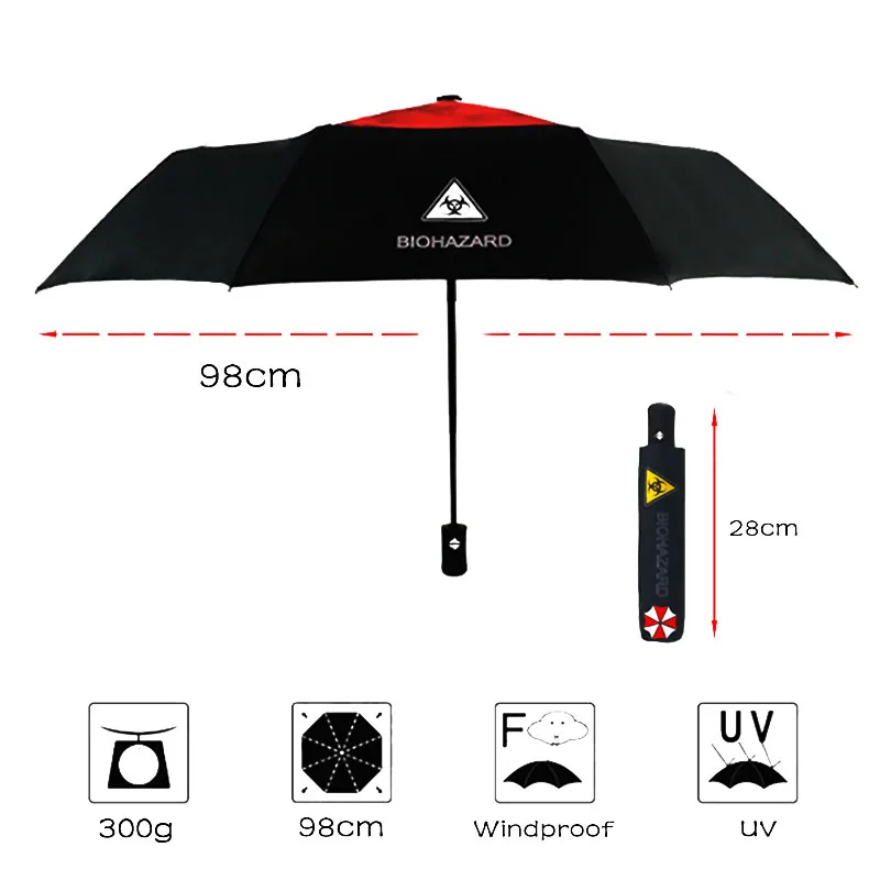 LIKE RAIN Creative Biohazard Umbrella Rain Women Automatic Folding Windproof Umbrellas Kids Anime Anti-UV Sun Umbrella UBY17