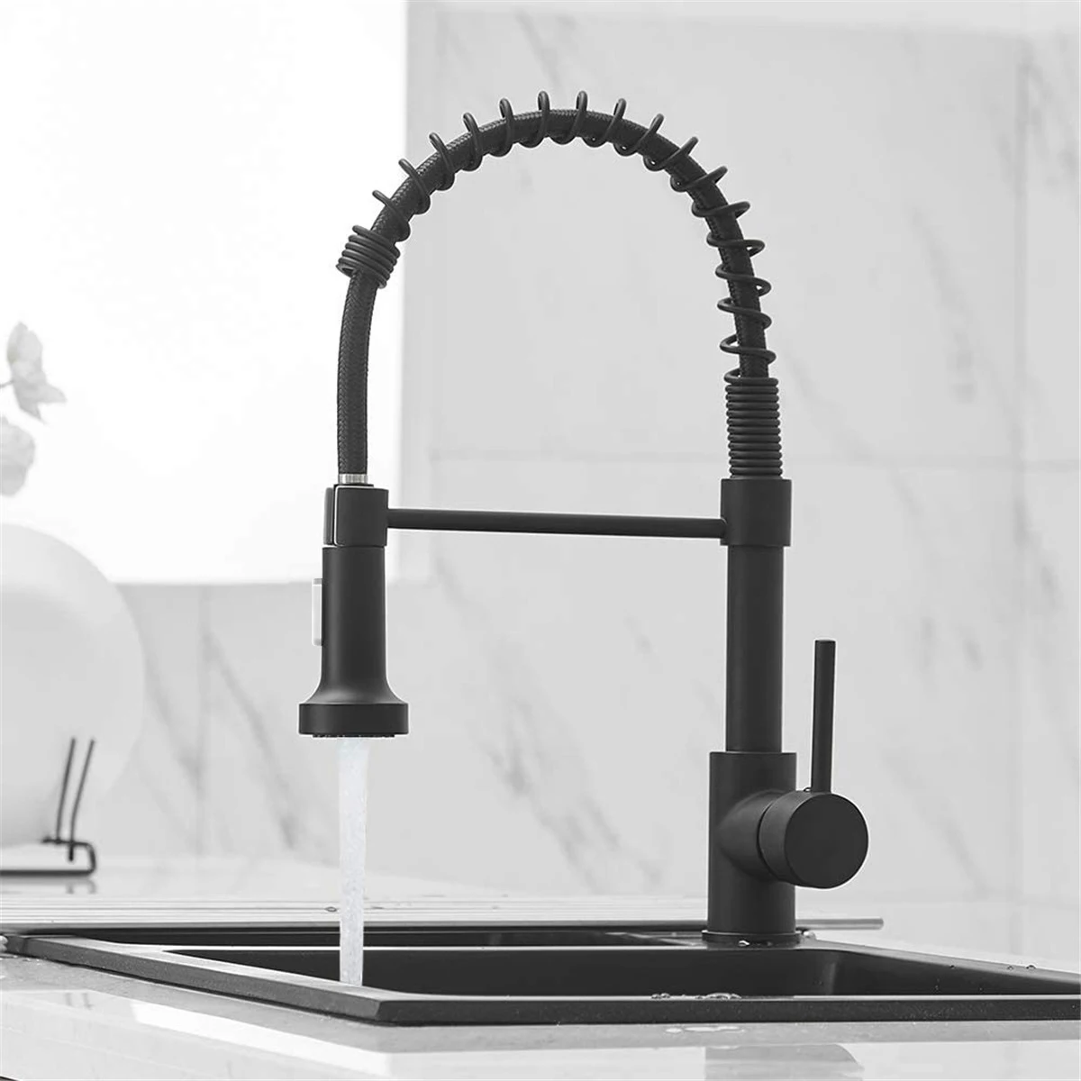 

Black And Silver Brushed Nickel Kitchen Faucet Pull Out Sprayer Single Hole 360 Rotation Sink Faucet Pop Cold Water Mixer Tap