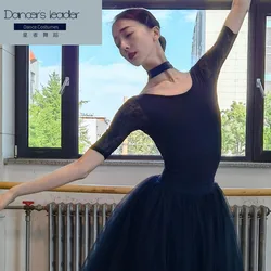 Ballet Leotard For Women's Practice Clothes Lace Halterneck Gymnastics Jumpsuit Adult Ballerina Stage Costumes