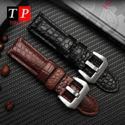 High Quality Crocodile skin 22mm watch band for Panerai 441 24mm 26mm watch strap black brown genuine leather bracelet men‘s’