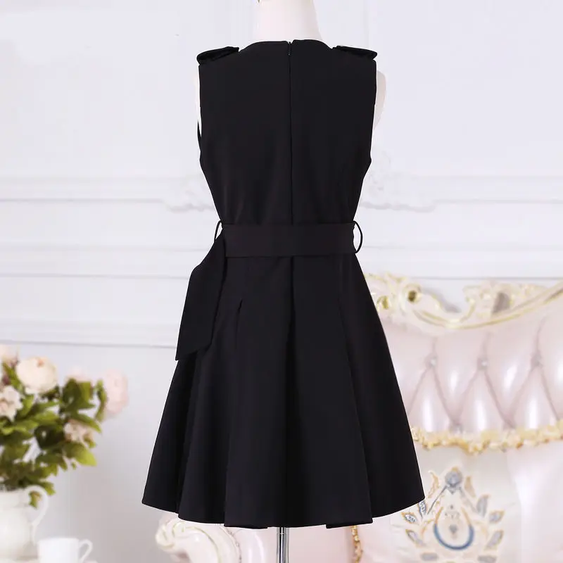 Black Zipper Slim British Vest Skirt Female Student 2024 Summer And Autumn British Temperament Dress