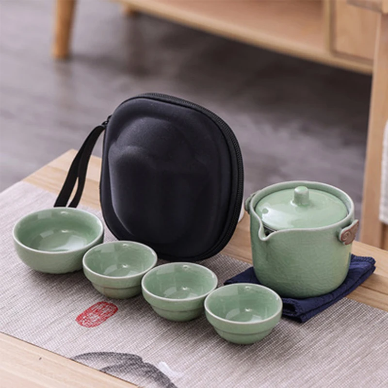 

Kuai Ke Cup One Pot Four Cups Portable Kung Fu Travel Tea Set Business Personal Gift Chinese Tea Infuser Set Teapot Tea Cup