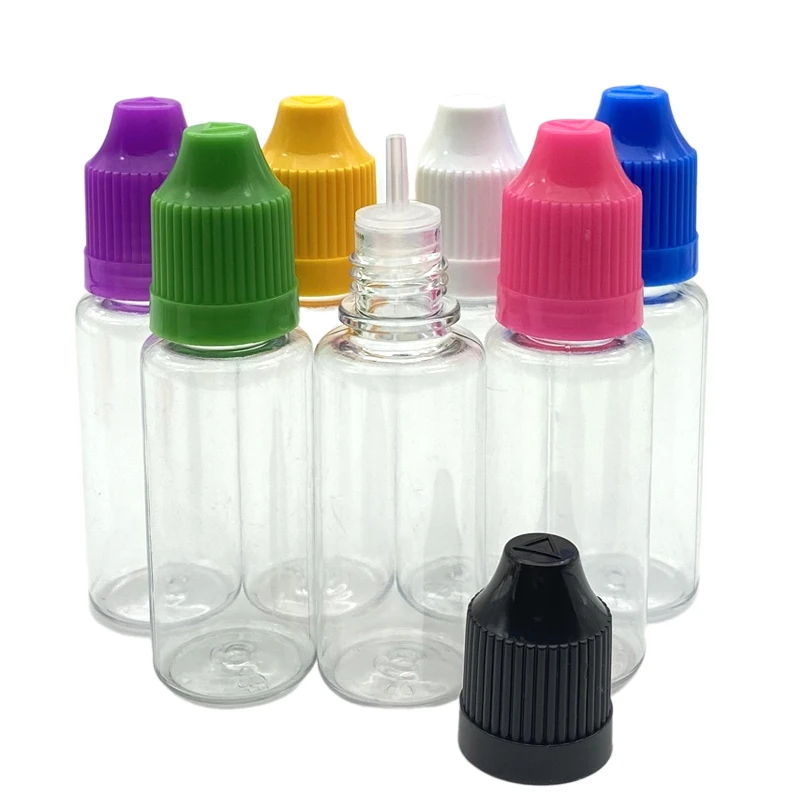 200pcs Clear PET 15ml Empty Plastic Dropper Bottle With Childproof Cap And Long Tip For Liquid Needle Vial