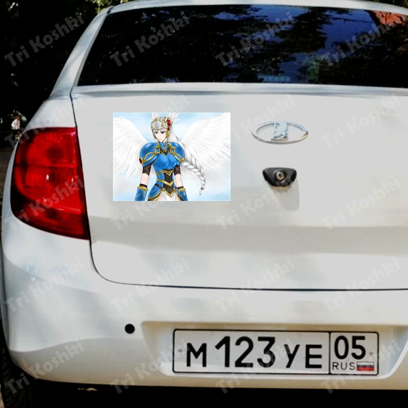 Tri Koshki KCS118 Skuld Valkyrie Lenneth girl angel wings armor car sticker PVC colorful Decals Waterproof sticker