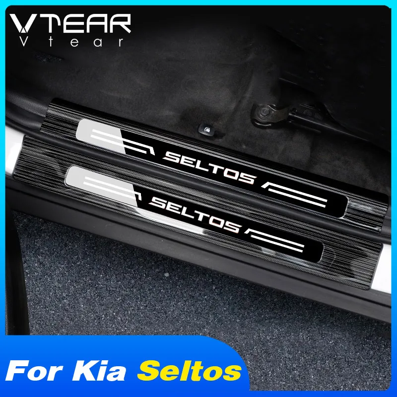 

Vtear Car Door Sill Cover Exterior Threshold Pedals Scuff Trim Decoration Car-styling Accessories Parts For Kia Seltos 2020 2021