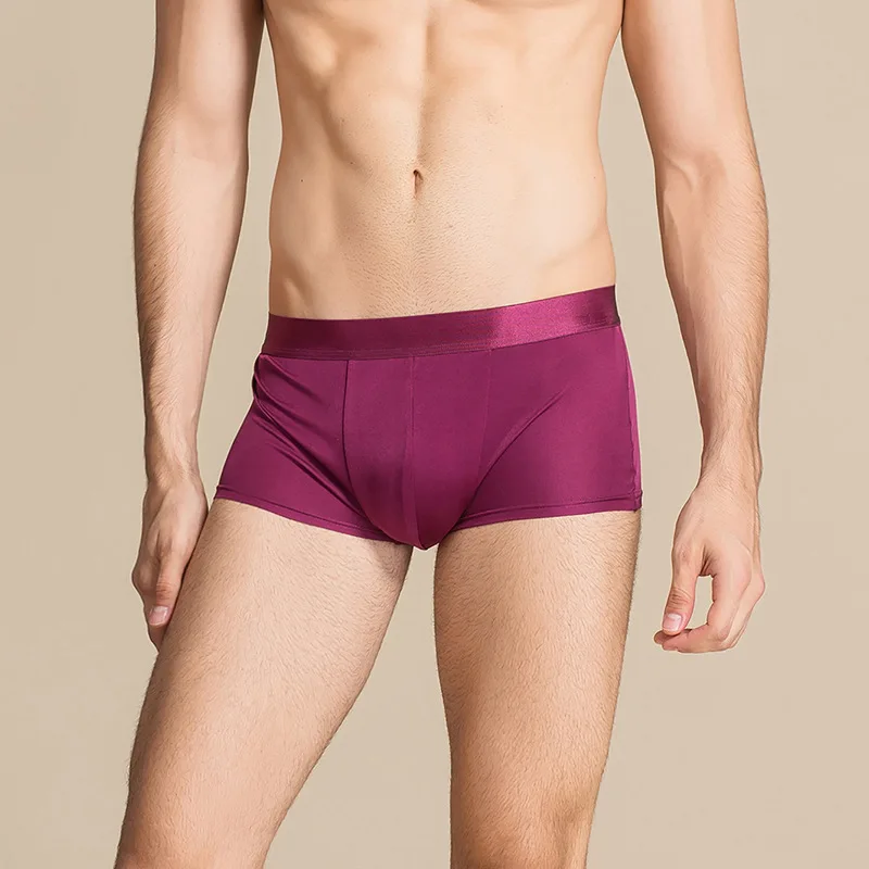 Birdsky, 3 peças de cueca boxer masculina 100% seda pura amoreira, cintura média de secagem rápida, 4 cores sólidas. HM-02