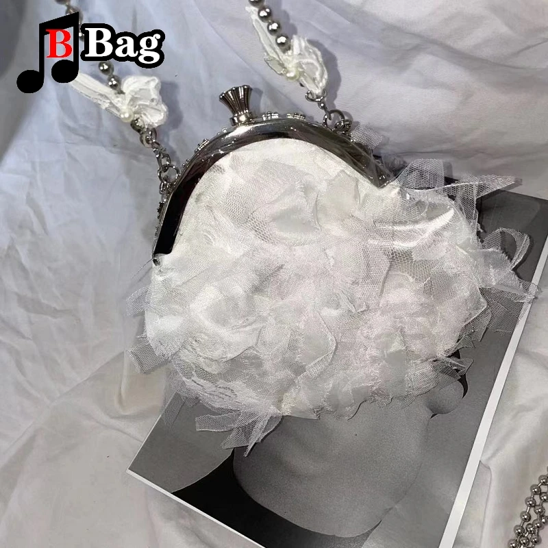 Princess Lace Clip Bag Pearl Mini Tote Bag Summer High Quality Women\'s Designer Handbag Chain Shoulder Messenger Bag