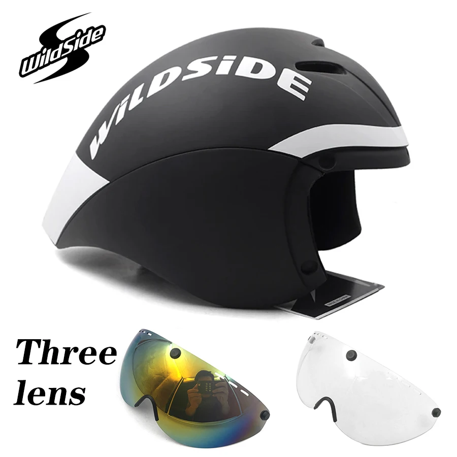 New TT Bicycle Helmet Aero racing With Glasses cycling helmet Sports Safety Helmet in-mold Casco Ciclismo Triathlon Bike helmet