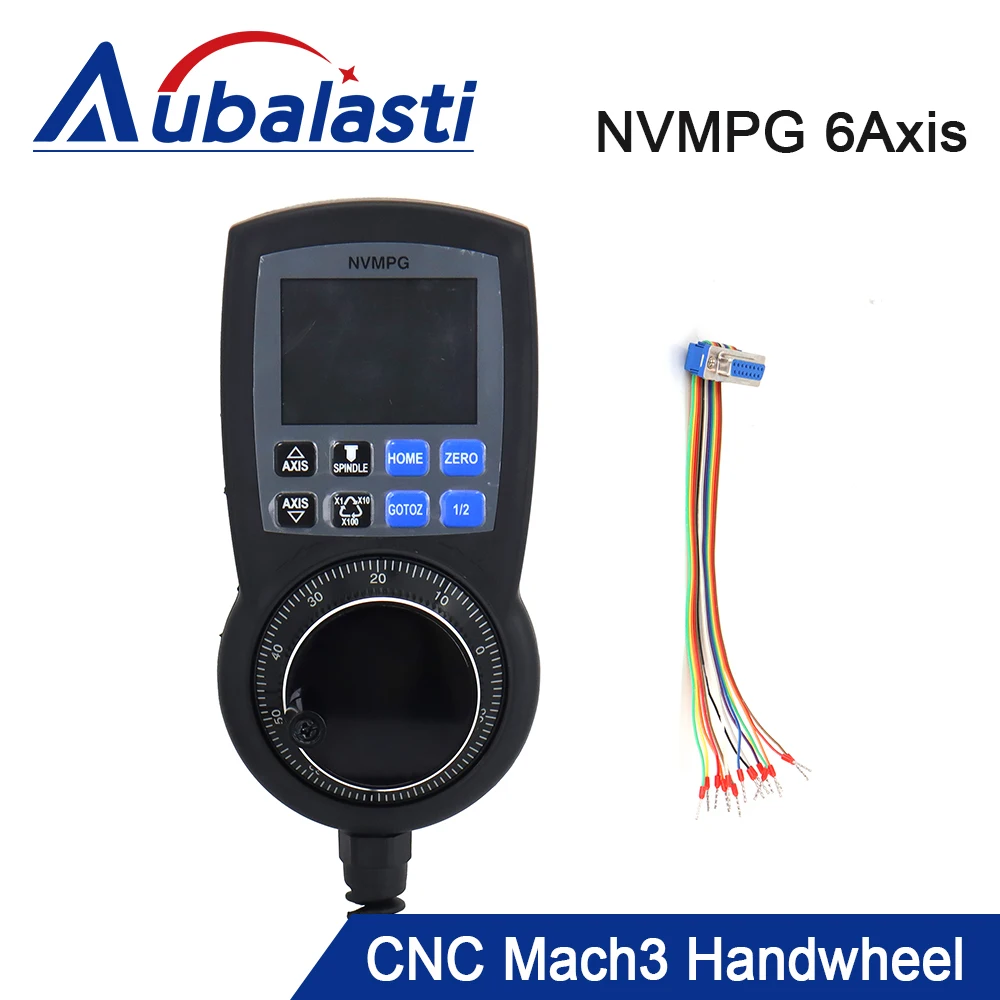 Aubalasti NVMPG Mach3 6 Axis Handwheel MPG Pendant Manual Pulse Generator Hand Wheel Serial Communication With LCD Display