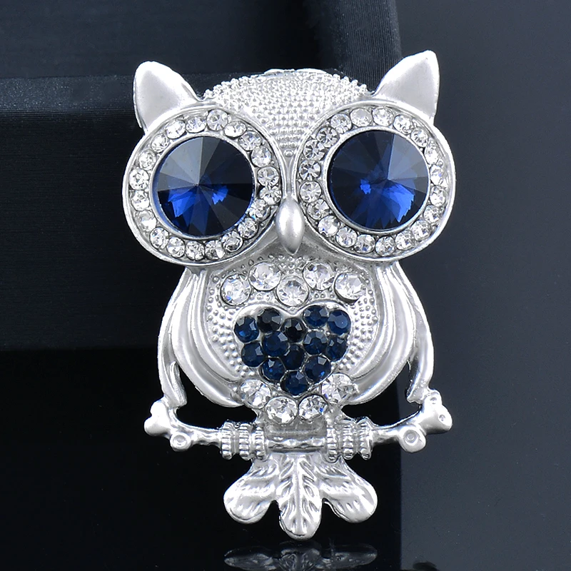 SINLEERY Vintage Owl Brooches For Women Pin Animal Pink Opal wedding accessories Fashion Jewelry