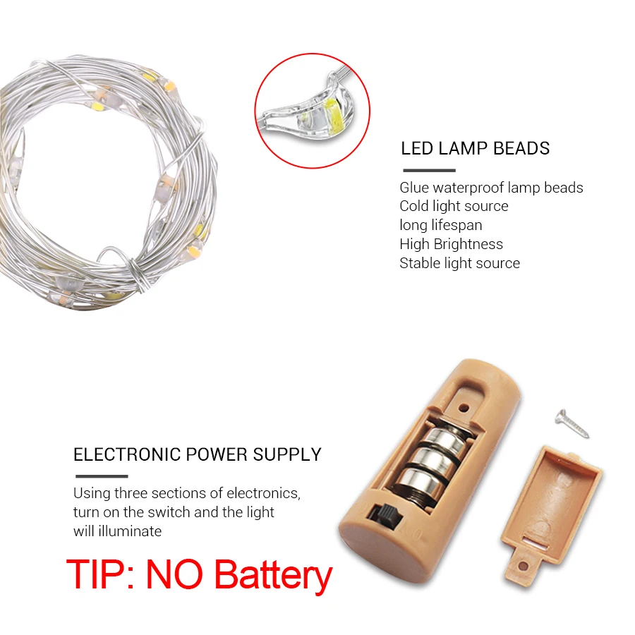 แบตเตอรี่ขับเคลื่อน Garland ขวดไวน์ที่มีก๊อก2M 20สายไฟ LED ทองแดงสายไฟไฟ Fairy ที่มีสีสันสำหรับงานปาร์ตี้งานแต่งงาน Decor