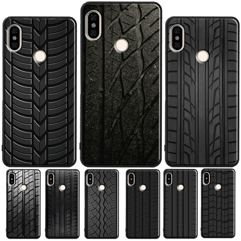 Black Tyre Tread Texture For Redmi Note 11 Pro Phone Case For Redmi Note 10 Pro 7 8 9 Pro 10S 9S Redmi 10 9A 9T 9C