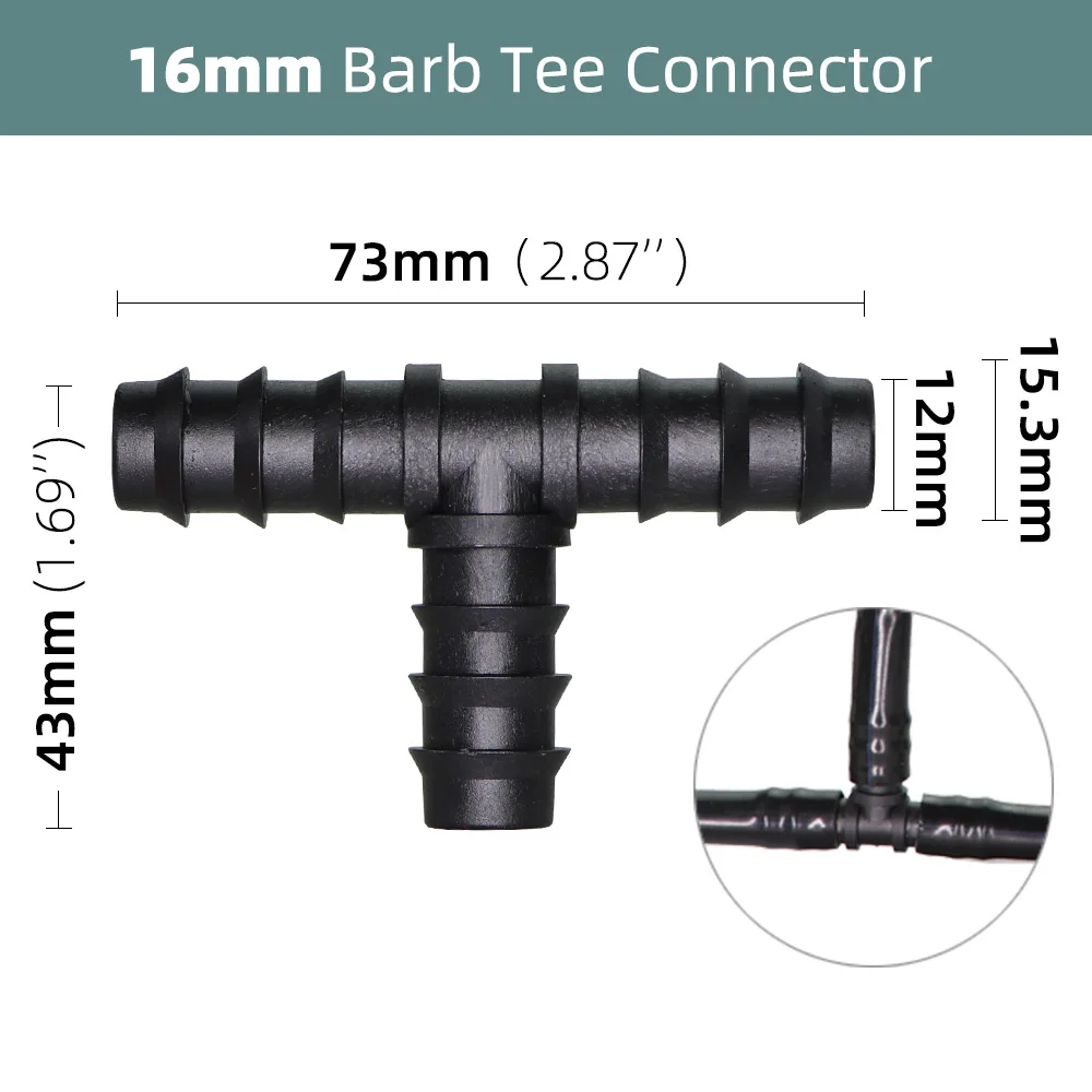 10 sztuk nawadnianie ogrodu 16mm kolczasty Tee podlewanie złącze dla mikro kapanie System1/2 \'\'rura PE rury armatura do węży