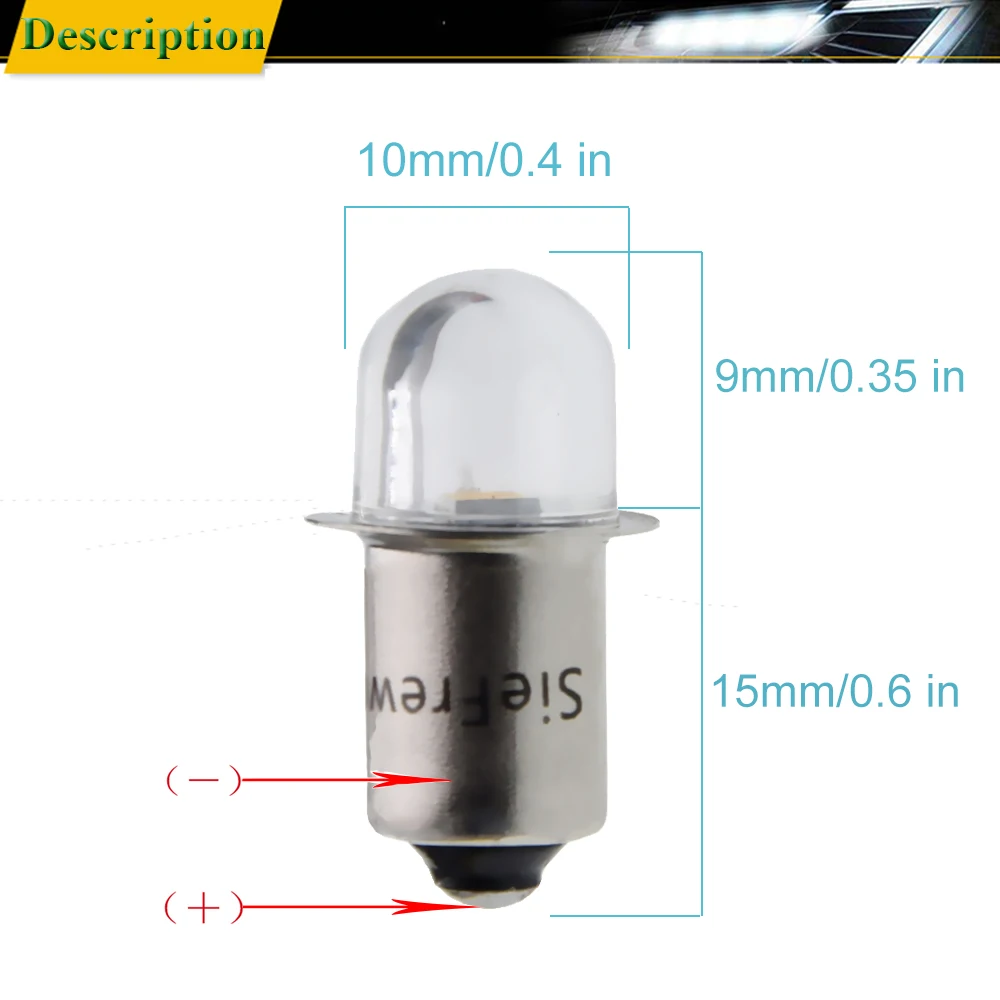 Para P13.5S PR2 PR3 LED miniaturowa lampa DC 3V 4.5V 6V 12V 18V 1SMD ciepły biały do latarki zamienna żarówka latarki światło robocze