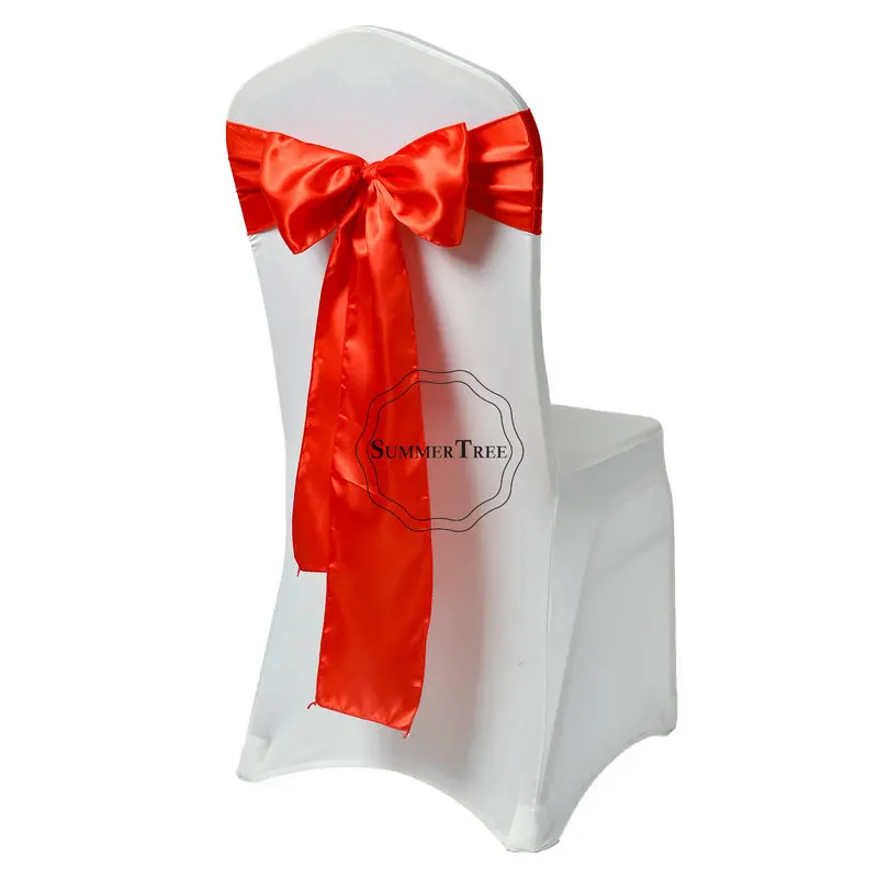 Cadeira de cetim Sash Bow para Banquete, Laços, Borboleta Artesanato Decoração, Festa de Casamento, 6x108 ", 15x275cm