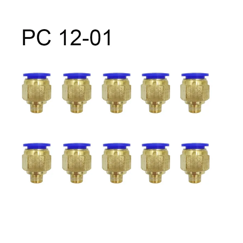 

10PCS PC 12-01 Air Pneumatic 12mm Hose Tube 9.7mm Air Pipe Connector Quick Coupling Brass Fitting Male Thread wholesale