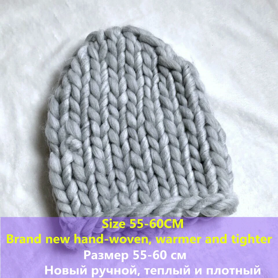 Simple girl Casual Cotton Acrylic Rushed New Fashion Female Winter wool Hats Hand Coarse Knitted Hat For Women Beanies