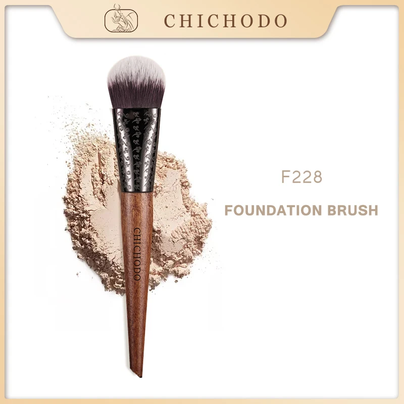 Chichodo make-up pinsel-bernstein serie geschnitzte rohr bürsten-wolle faser haar grundierung bürste-kosmetische pen-Beauty-F228