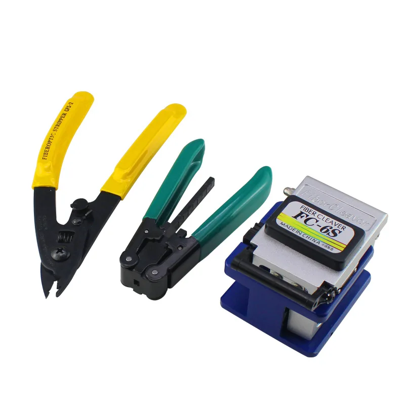 AT-G410 6-In-1 Fiber Optic FTTH Tool Kit with   Fiber Cleaver Optical Power Meter Visual Fault Locator Wire stripper