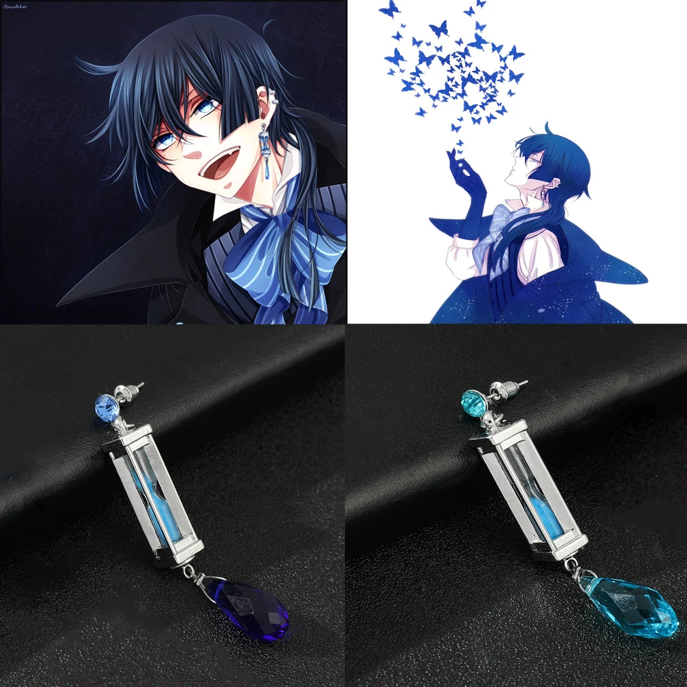 The Case Study of Vanitas Cosplay Stud Earrings Fashion Blue Hourglass Drop Shaped Pendant Earrings for Friends Trendy Gifts