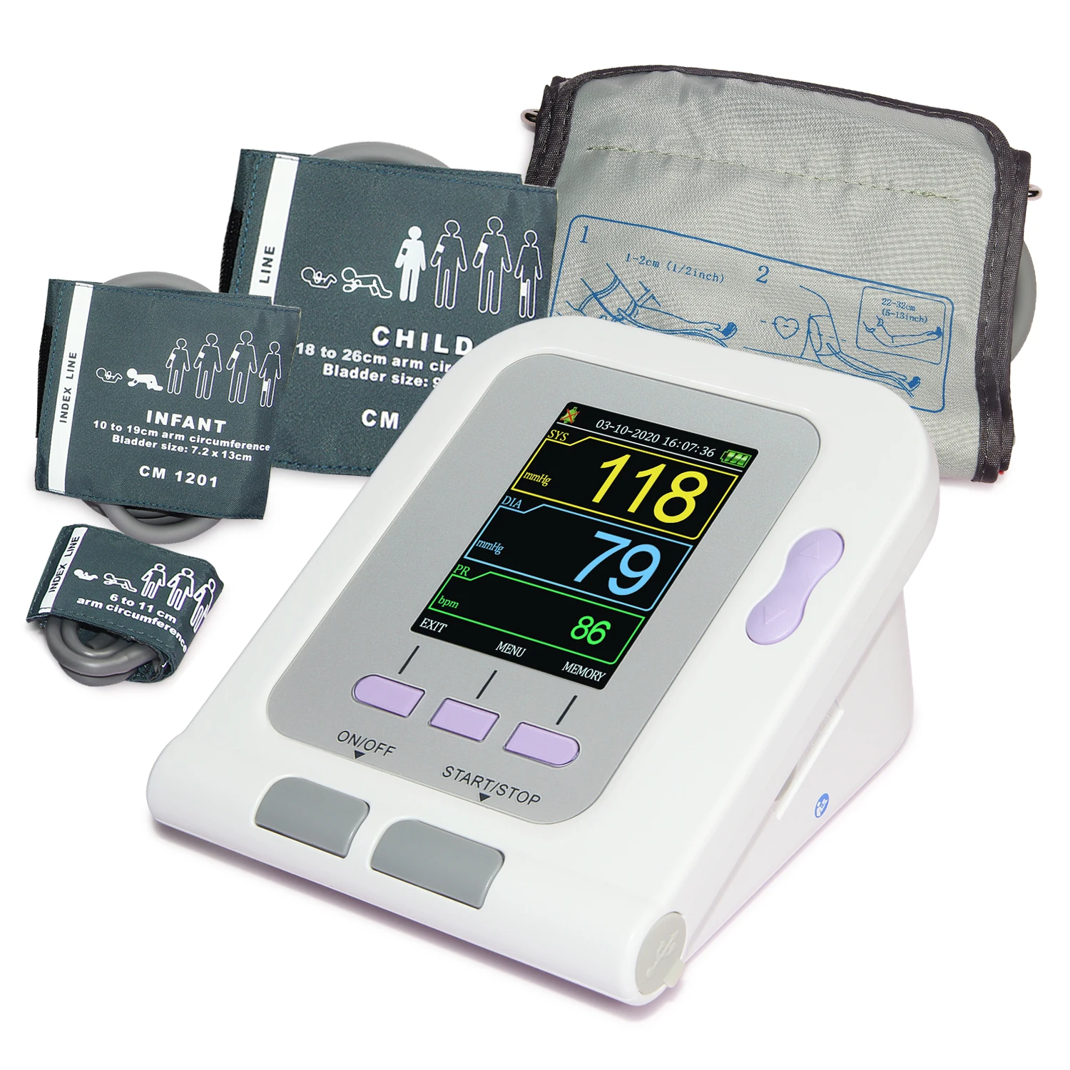 CONTEC08A Digital Upper Arm Blood Pressure Monitor with Adult Cuff+Child+Infant+Neonatal Cuffs Software include