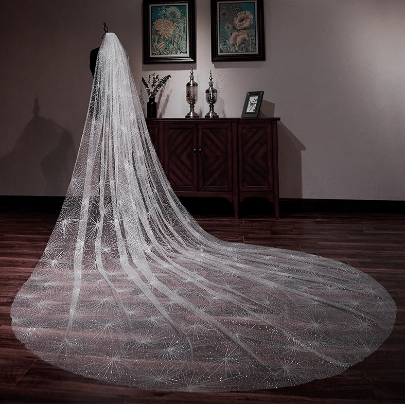 New Bridal Wedding Starry Sky 4M Super Long White Wedding Dress Veil