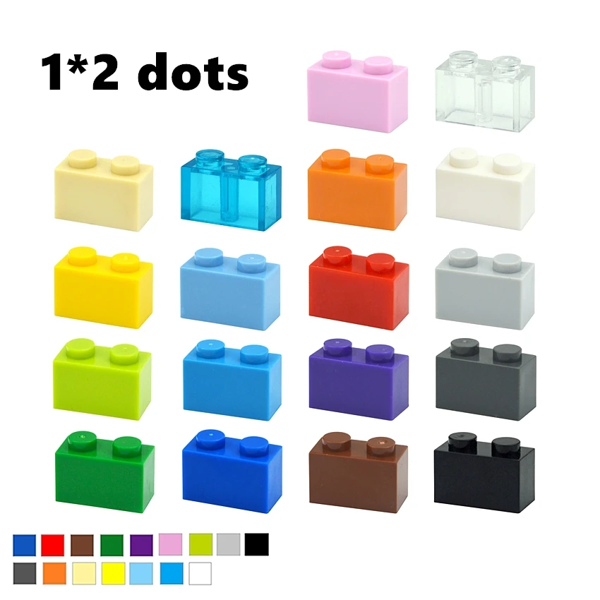 Bricks 1x2 Dots 100PCS Thick Figures DIY Building Blocks Educational Creative Size 1*2 Dot Compatible With 3004 Toy for Children