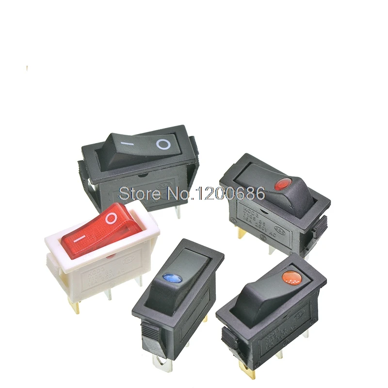 

250V KCD3 Boat R 3 Pin ON-OFF Switch On/Off 3Pin Rectangle Long Car Dash SPST KCD3 Installation Rocker Switch