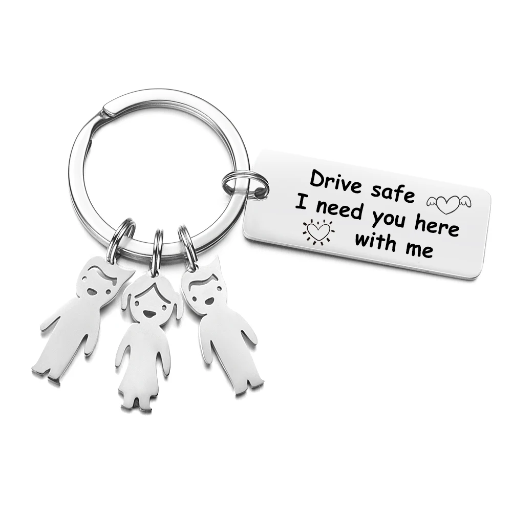 Personalized Keychain Key-Ring Drive Couple Gifts Save Letter Stainless Steel Family Date Name Bother Key-Chain Jewelry