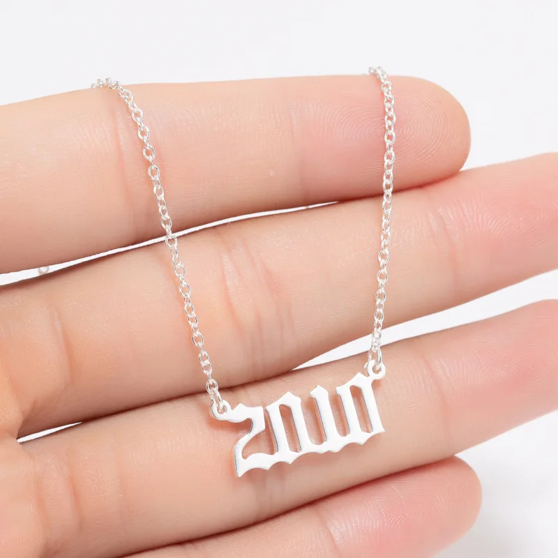 Stainless Steel Punk Personality Gold Color 1983 1989 1994 2004 Necklaces Special Design Year Number Necklace for Women Collar image 4