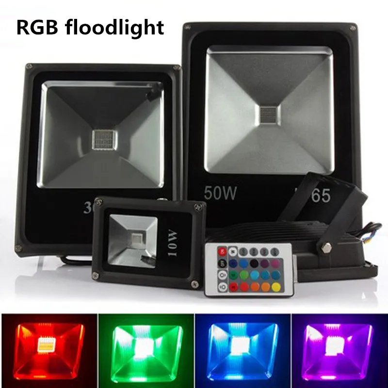 RGB LED Flood Light Outdoor Spotlight 10W 20W 30W 50W 100W Led Floodlight 16 Color AC200-240V Reflector Led Waterproof IP65